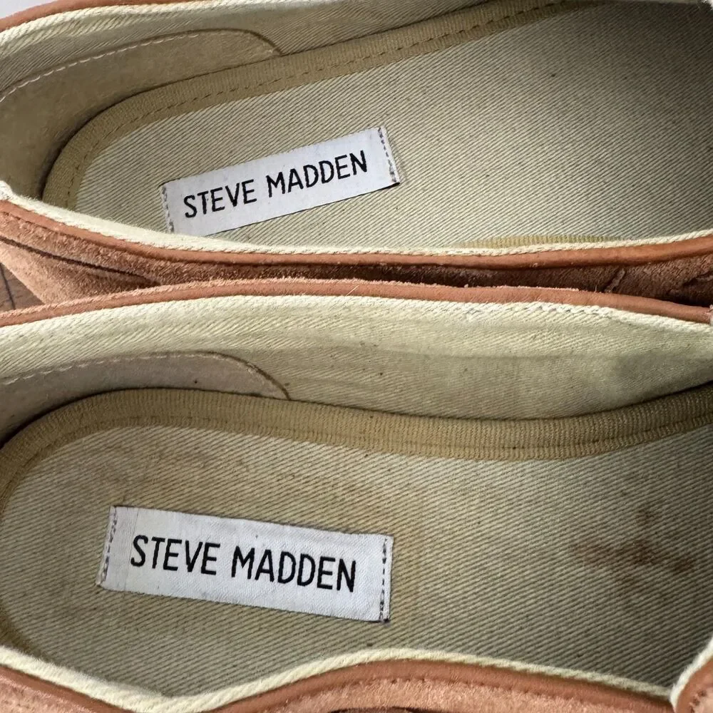 Steve Madden Suede Slip On Loafers Men's Size 8.5 Brown Moc Toe Casual Shoes